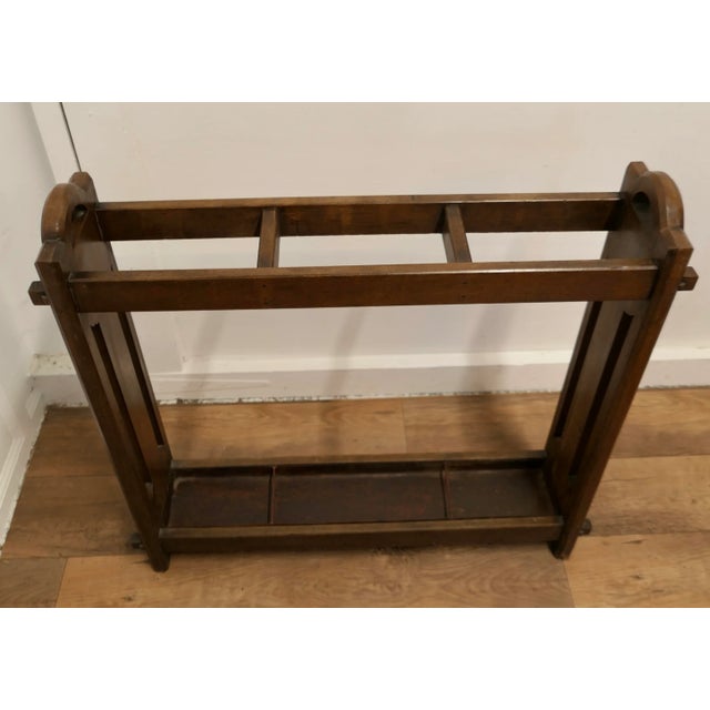 Arts and Crafts Oak Umbrella Stand, 1890s For Sale - Image 3 of 7