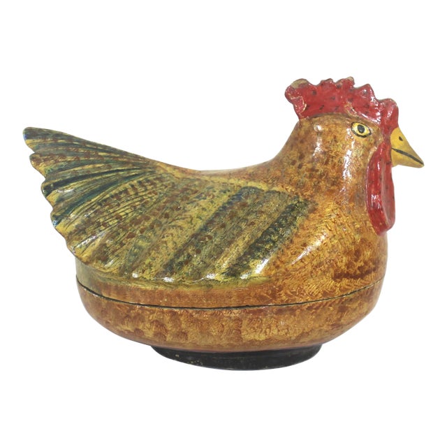 Vintage Paper Maché Chicken Rooster Box For Sale