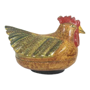 Vintage Paper Maché Chicken Rooster Box