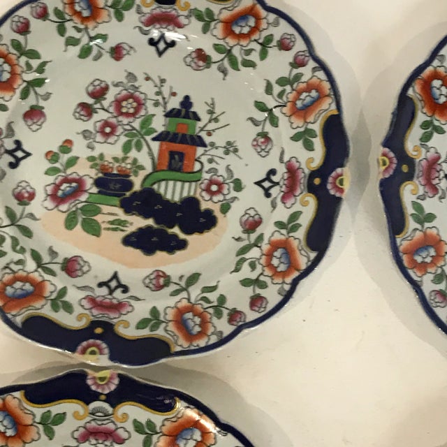 Mid 19th Century England New Stone Imari Peking Cabinet Plates a Set of Four9" For Sale - Image 5 of 13