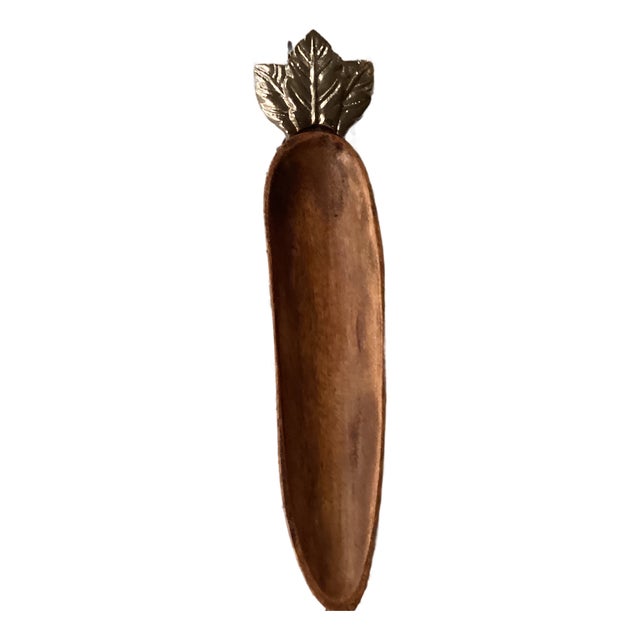 Modern Wooden Carrot and Pewter Leaf For Sale