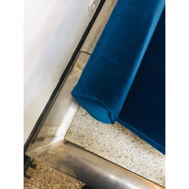 Vintage Velvet & Steel 2-Seater Sofa, 1980s For Sale - Image 4 of 13