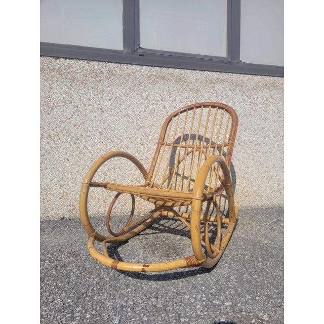 Vintage Bamboo Rocking Chair, 1960s For Sale - Image 3 of 13