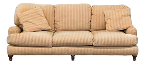 Crate & Barrel Essex 3-Seat Beige Striped Sofa With Cushions