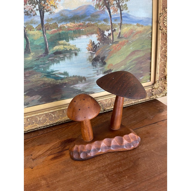 1960s Vintage Mid-Century Hand-Carved Monkey Pod Wood Mushroom Sculpture by Leilani, Made in Philippines. For Sale - Image 5 of 10