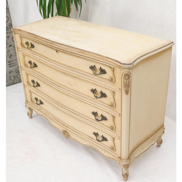 French provincial gold and off white painted 4 drawers dresser.