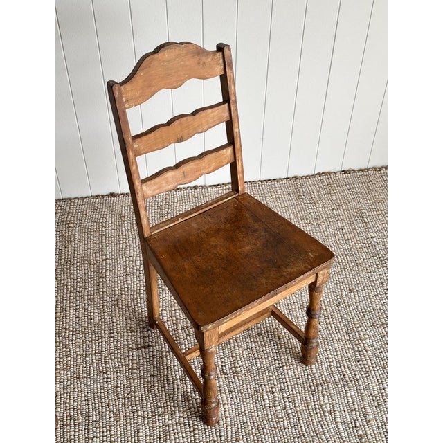 Antique Ladderback Scalloped Accent Dining Chairs, Pair For Sale - Image 9 of 14