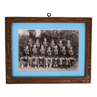 Framed B&w Photo of University Rowing/ Crew Team For Sale