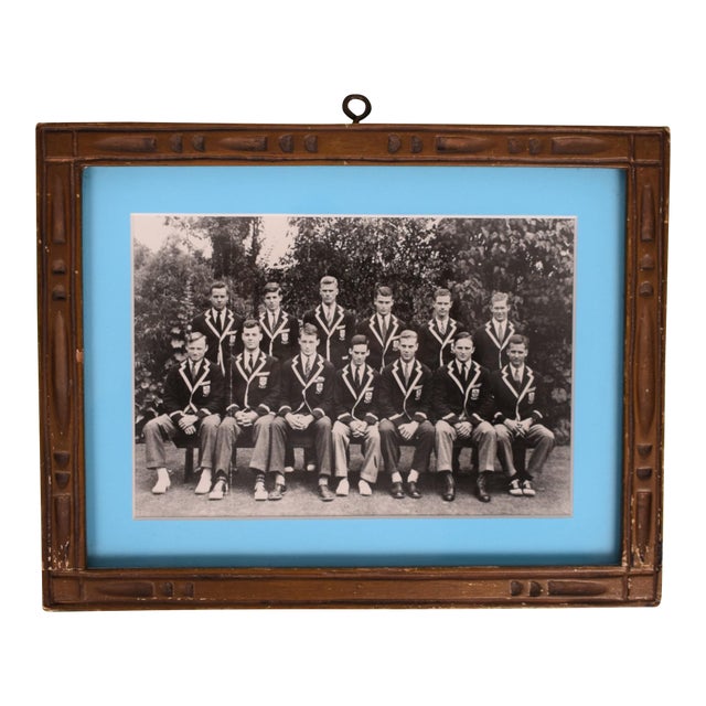 Framed B&w Photo of University Rowing/ Crew Team For Sale