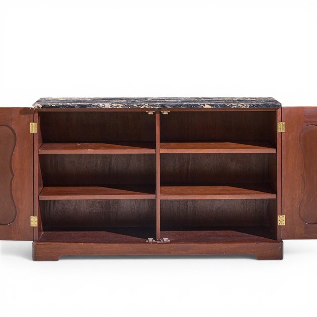 Wood Edward Wormley for Dunbar Mid Century Mahogany and Marble Credenza For Sale - Image 7 of 9