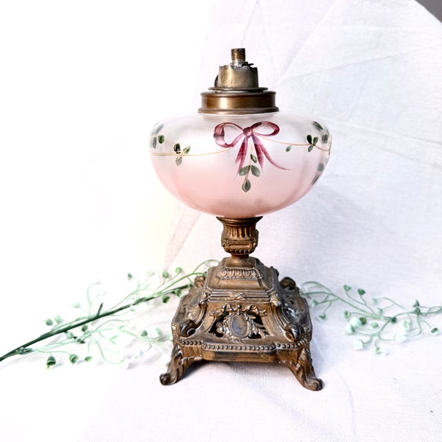 Hand-Painted Oil Lamp with Ribbons, 1970s For Sale - Image 14 of 14
