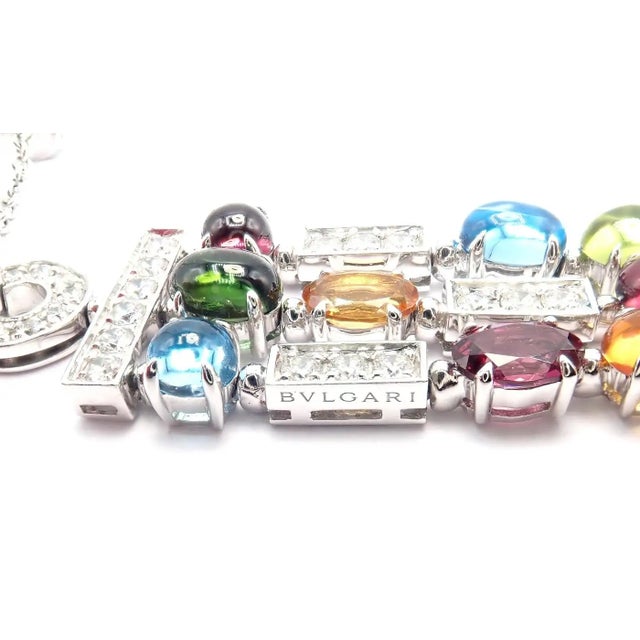 1990s 1990s Bulgari Allegra Diamond Color Stones White Gold Necklace For Sale - Image 5 of 10
