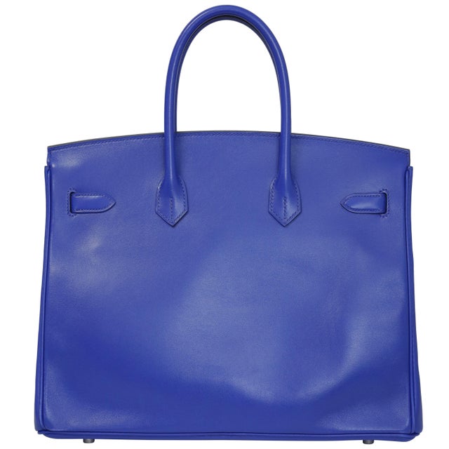 Hermès Birkin 35 Le Tournay Bleu Royal Swift Palladium Hardware 2019 For Sale In New York - Image 6 of 7