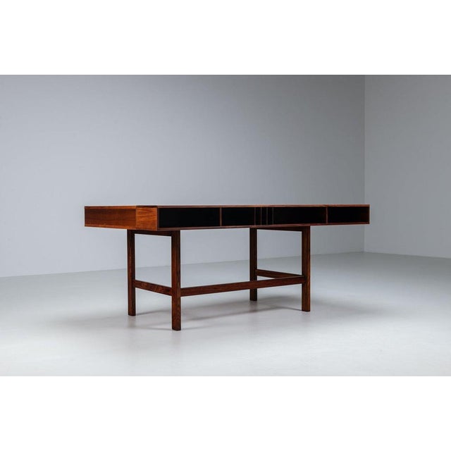 Flip-Top Partners Desk in Rosewood attributed to Peter Løvig Nielsen for Løvig, Denmark, 1960 For Sale - Image 12 of 18
