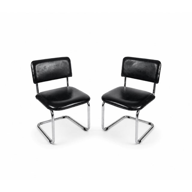Vintage Metal Side Chairs, 1980s, Set of 2, in Good conditions. Designed 1980 to 1989