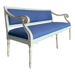 19th Century Italian Louis XVI Style Painted and Gold Gilt Bench Settee Ca 1820