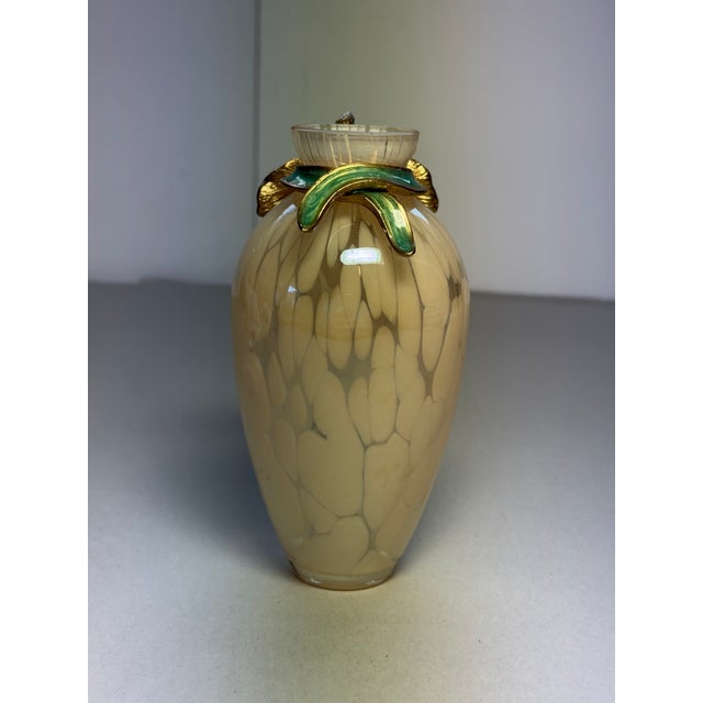 Elegant Jay Strongwater Audra Orchid Mini Vase, featuring a creamy ivory art-glass body embellished with a dimensional...