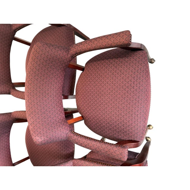 Mauve Late 20th Century Miller Desk Inc Dining Game Banker Rolling Chairs - A Set of 4 For Sale - Image 8 of 15