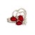 Contemporary Ruby Diamond 18k White Gold Hearts and Flower Motif Ring, Size 7.25 For Sale - Image 3 of 9