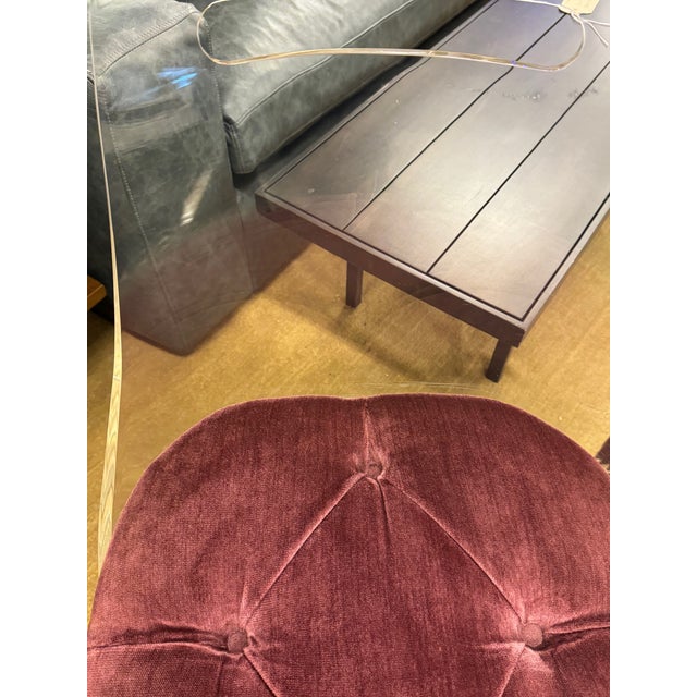 1970s Vintage Mid-Century-Modern Hill MFG Lucite and Brass Slipper Chair with Wheels Attributed to Charles Hollis Jones For Sale - Image 9 of 10