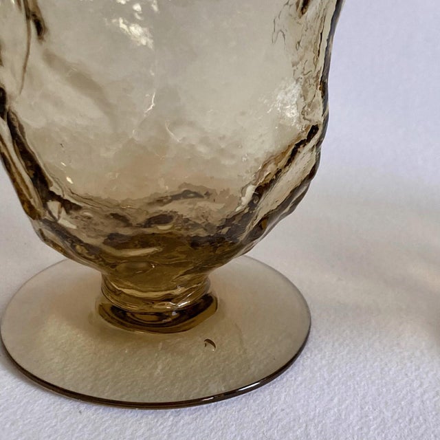 Mid-Century Modern Vintage Morgantown Amber Crinkle Glass Goblets - Set of 4 For Sale - Image 3 of 9