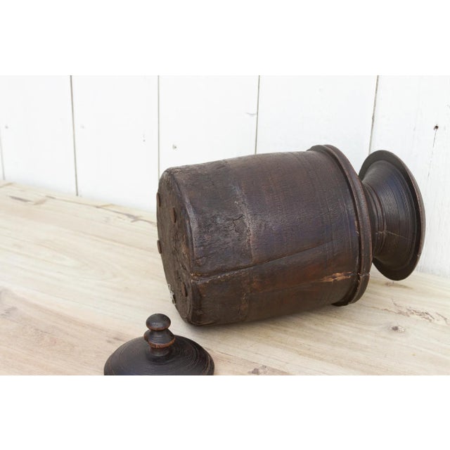 Wood 19th Century Dark Brown Nepalese Food Jar For Sale - Image 7 of 9