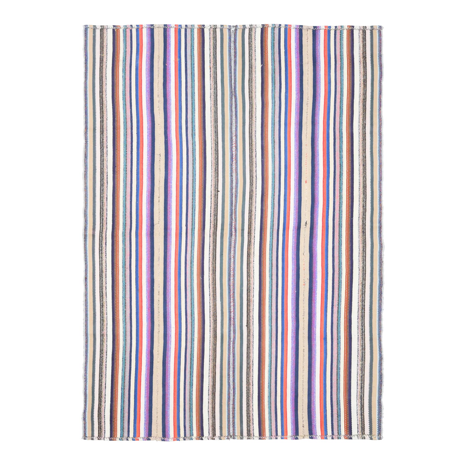 1970s Vintage Turkish Oushak Handmade Wool Cotton Purple Area Rug