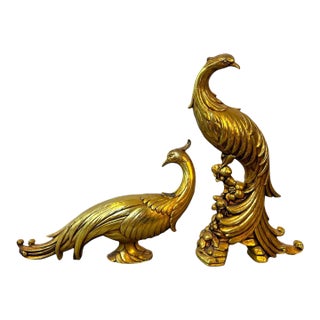 Vintage Syroco Gold Peacock Pair | Hollywood Regency Mid-Century For Sale
