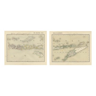 Antique Maps of the Lesser Sunda Islands in Dutch East Indies, 1884, Set of 2 For Sale