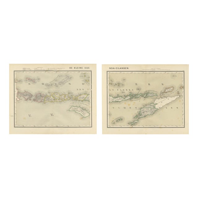 Antique Maps of the Lesser Sunda Islands in Dutch East Indies, 1884, Set of 2 For Sale