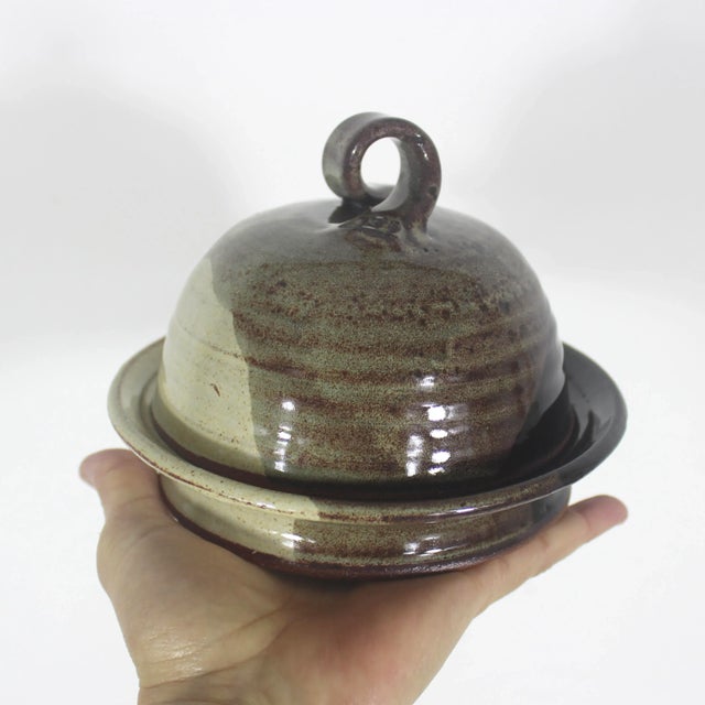 Vintage Studio Pottery Lidded Butter Dish For Sale - Image 4 of 8