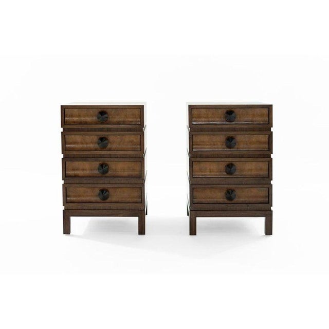 Stacked Bedside Tables in Special Walnut With Burl Wood - a Pair For Sale - Image 4 of 12