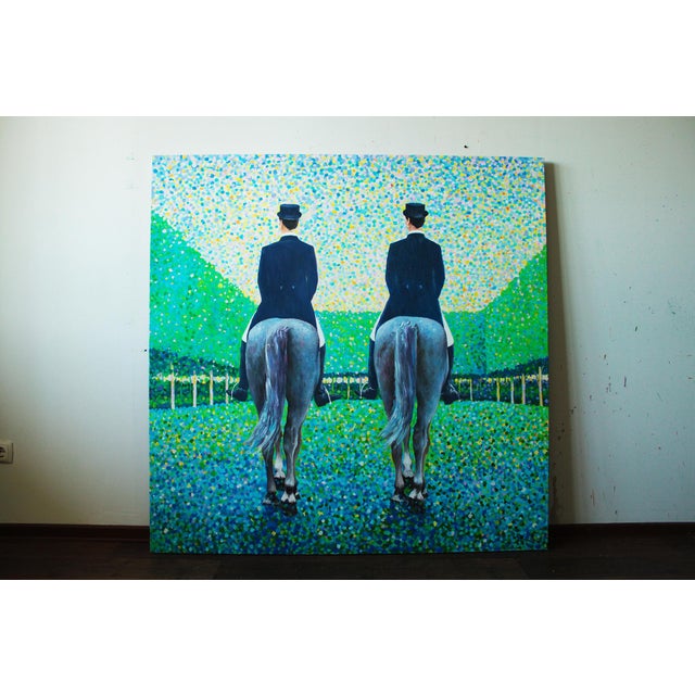 Textile Artist Andrei Sitsko "Business Partners" Modern Original Painting For Sale - Image 7 of 10