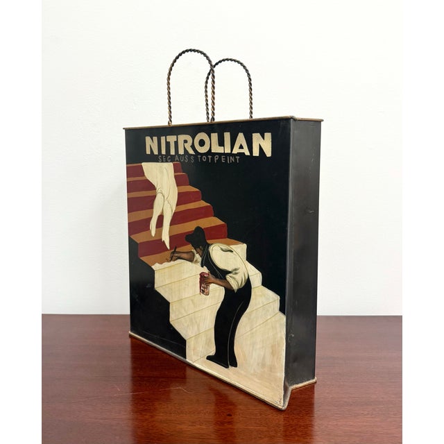 Figurative Vintage Hand-Painted Leonetto Cappiello “Nitrolian” Advertising Magazine Holder - Double Sided For Sale - Image 3 of 6