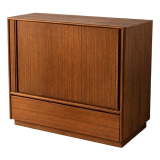Mid-Century Modern Danish Teak Tambour Door Cabinet, 1960s For Sale