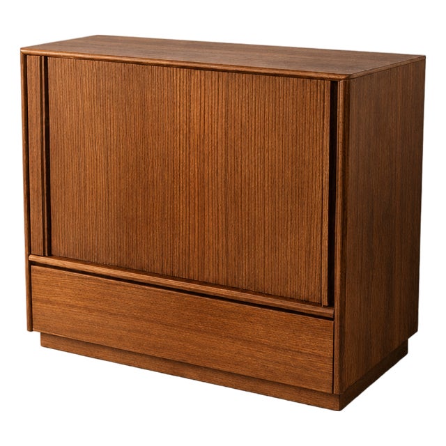 Mid-Century Modern Danish Teak Tambour Door Cabinet, 1960s For Sale