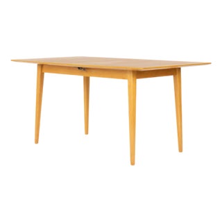 Mid-Century Modern Ash Dining Table with Extension by René Jean Caillette for Charron, 1950s For Sale