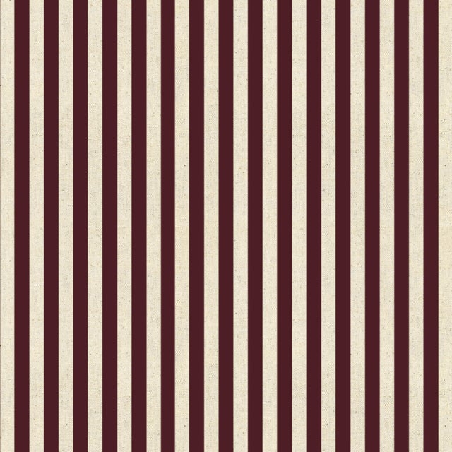 Spritely Home Dyer Cinnamon Stripe Skirted Storage Ottoman For Sale - Image 4 of 5