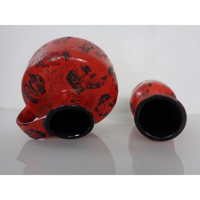 Red Lava Ceramic Vases from Gräflich Ortenburg, 1960s, Set of 2 For Sale - Image 12 of 18