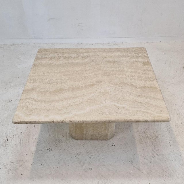 Mid-Century Modern Italian Coffee Table in Travertine, 1980s For Sale - Image 3 of 17