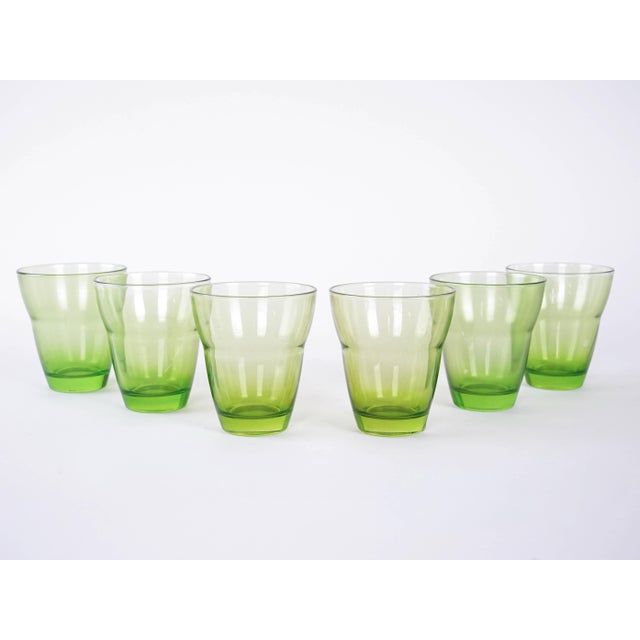 Vintage Italian Green Glasses, 1980s, Set of 6 For Sale - Image 3 of 8