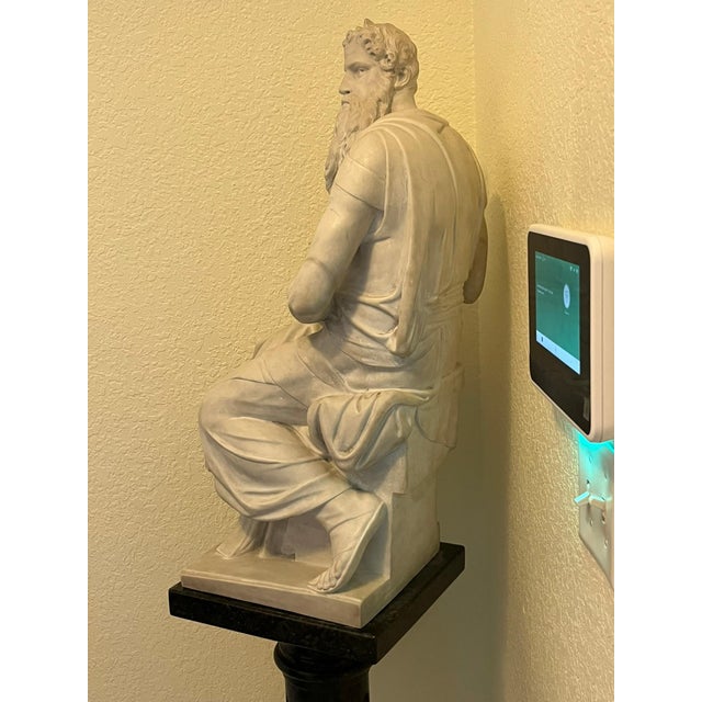Late 20th Century Grand 70" Vintage Solid Cast Stone "Moses" Statue With 360° Swivel Pedestal For Sale - Image 5 of 10