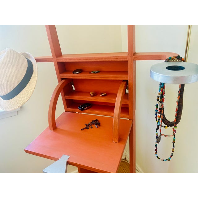 Raspberry Red Postmodern ''Robot'' Valet Stand - Sculptural Wood & Aluminum, Venice,c.1980-1990 For Sale - Image 8 of 8