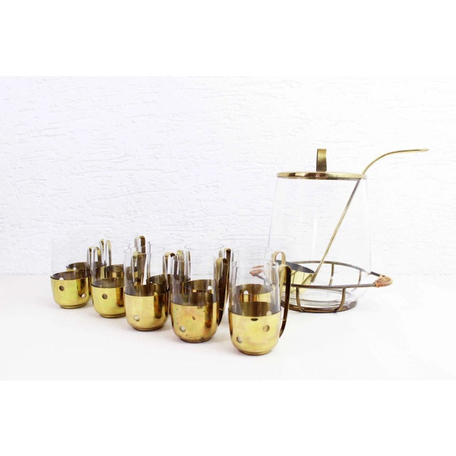 Brass and Glass Orangeade Set, 1960s, Set of 12 For Sale - Image 12 of 12