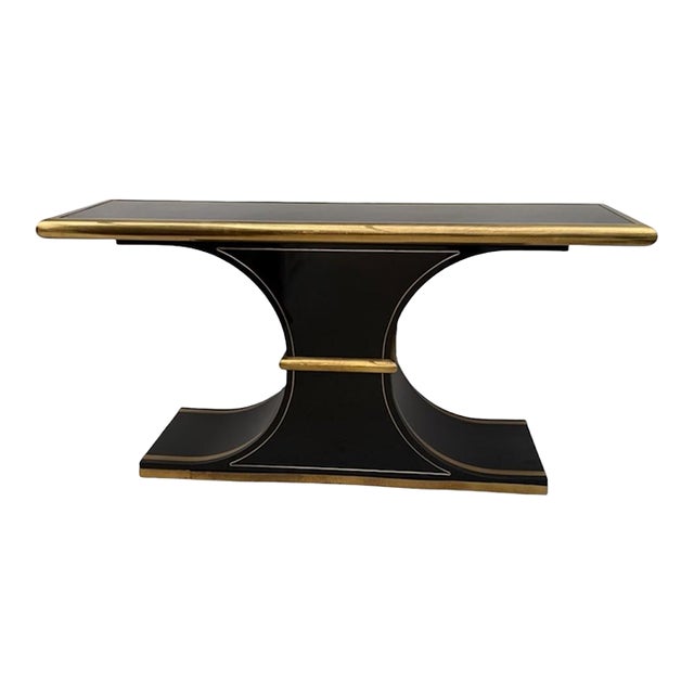 1970s Attributed to William Doezema Style for Mastercraft Black Console Table For Sale
