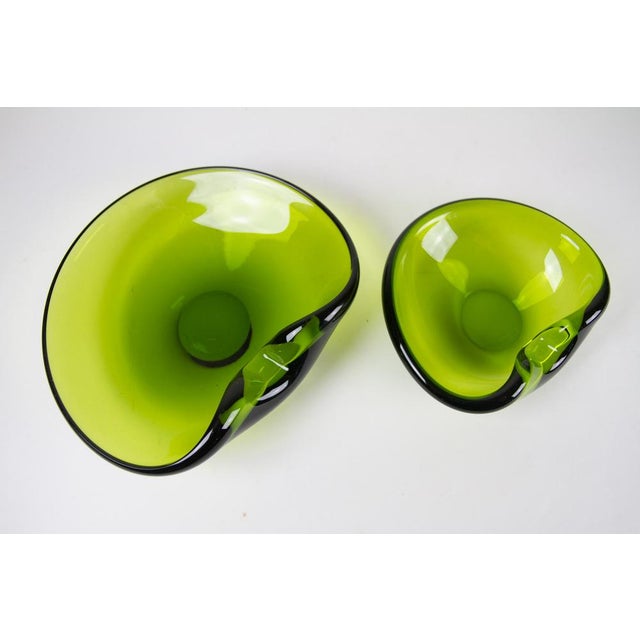Mid-Century Modern Vintage Danish Maygreen Glass Bowls by Per Lütken for Holmegaard,. 1950s, Set of 2 For Sale - Image 3 of 18