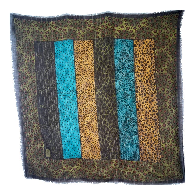 Yves Saint Laurent Large Leopard Scarf 54x54 For Sale