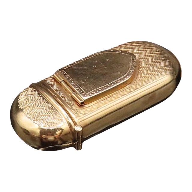 18k Gold Antique French Pillbox Vinaigrette Case, c.1850 For Sale