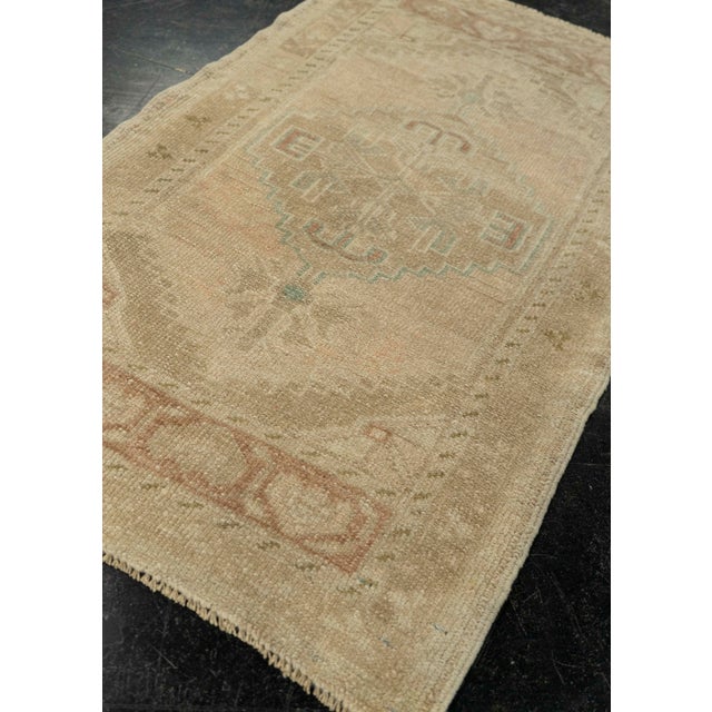 Textile Turkish Mini Rug Oriental Hand Knotted Vintage Rug 1'11" x 3'1" #21081 For Sale - Image 7 of 8