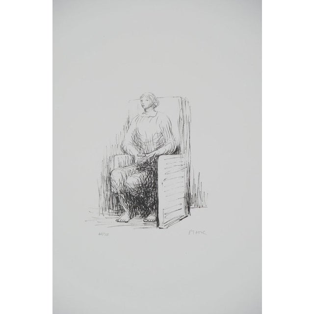 Henry moore (1898-1986) woman sitting in an armchair original lithograph signed in pencil limited edition of 75 copies...